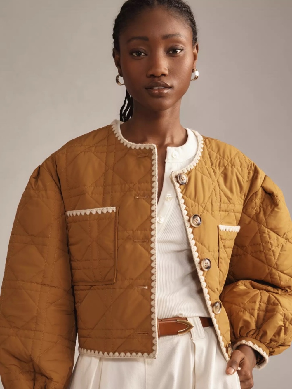 ASTR the Label Quilted Jacket in Ginger from Anthropologie Size S NWOT
